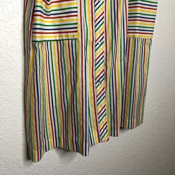 Vintage Models Coat white rainbow striped snap front house coat - Picture 4 of 14